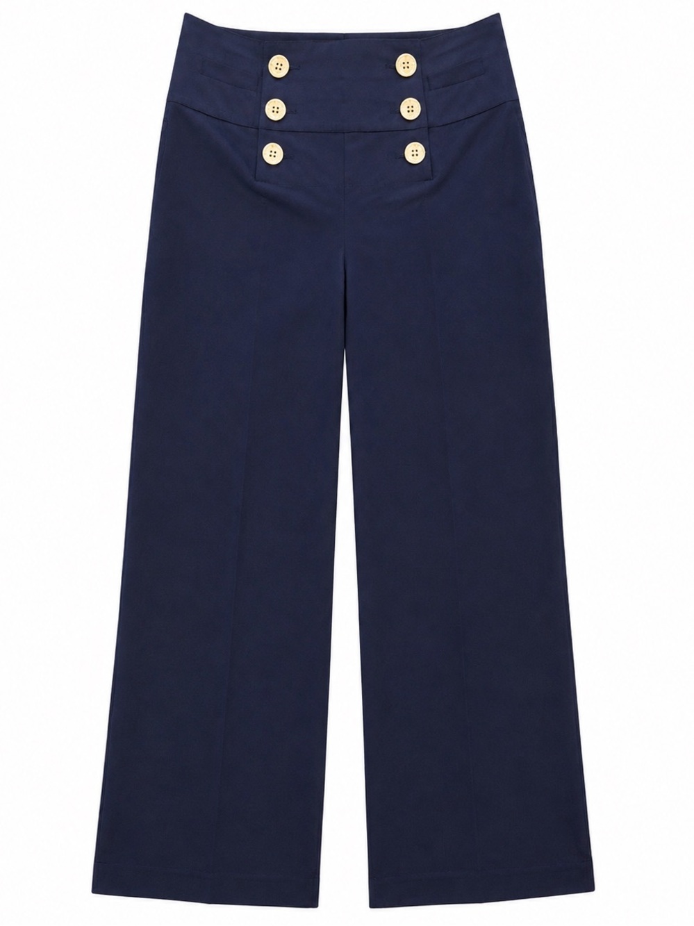 Ralph Lauren high waist Navy Sailor Pants Wide Leg Silk Cotton Blend Old Money 6